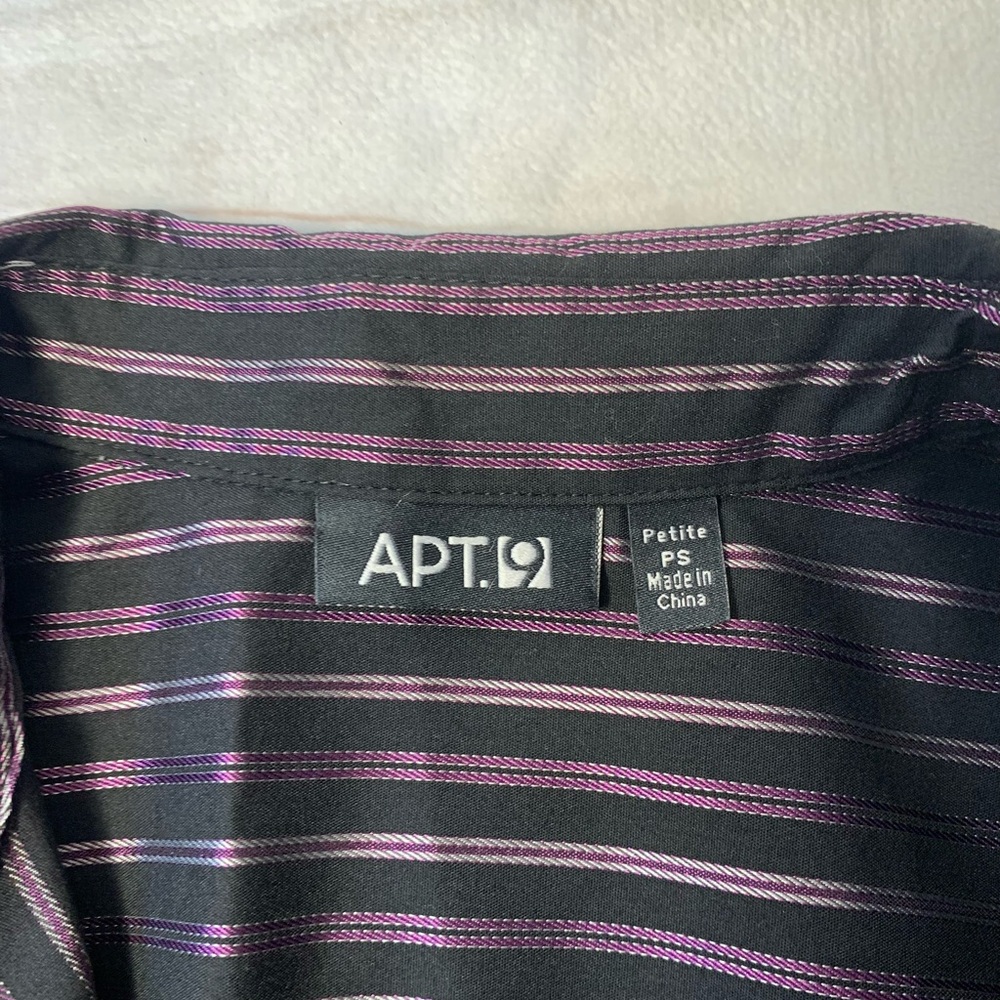 Apt 9 Black Stripe Long Sleeve Top Size SP - Picture 2 of 3
